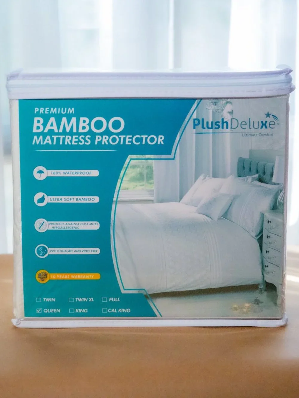 NEW ~ QUEEN - PlushDeluxe Premium Bamboo Mattress Protector, Waterproof & Soft
